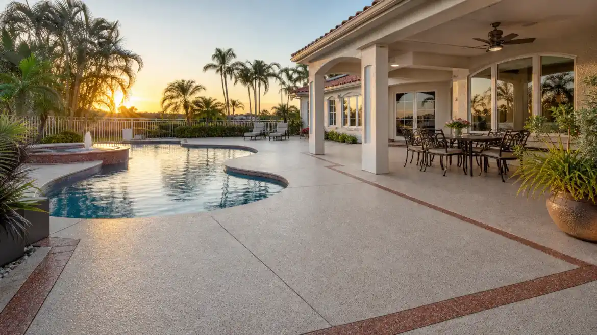 Pirate Cove Epoxy Resurfaced pool deck coating in Largo Florida